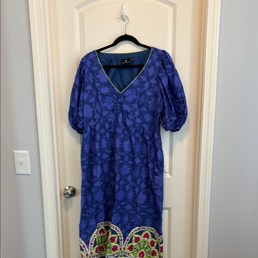 Purple / blue Puff Sleeve Midi Sundress